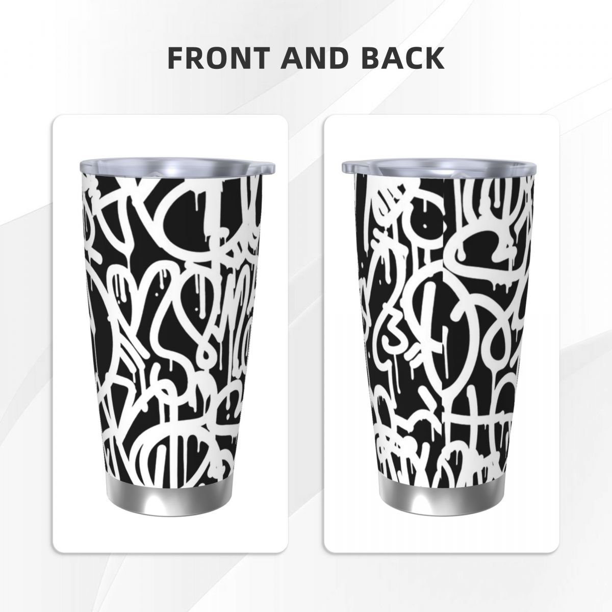 Black And White Graffiti Stain - đánh giá và giá Tumbler 20Oz White